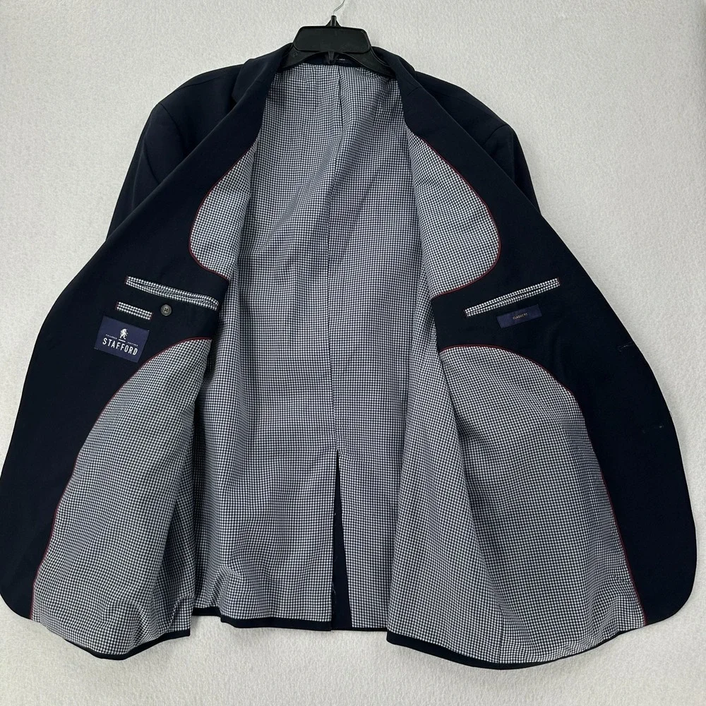 Stafford Blazer‎ Mens 50R Blue Gold Button Pockets Suit Jacket Sport Coat READ